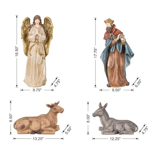 Glitzhome® 18" 10-Piece Oversized Christmas Nativity Figurine Set